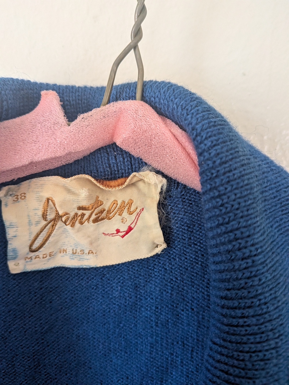 1950s Cropped Jantzen Blue Lightweight Button-Front Sweater Jacket - Picture 2 of 4